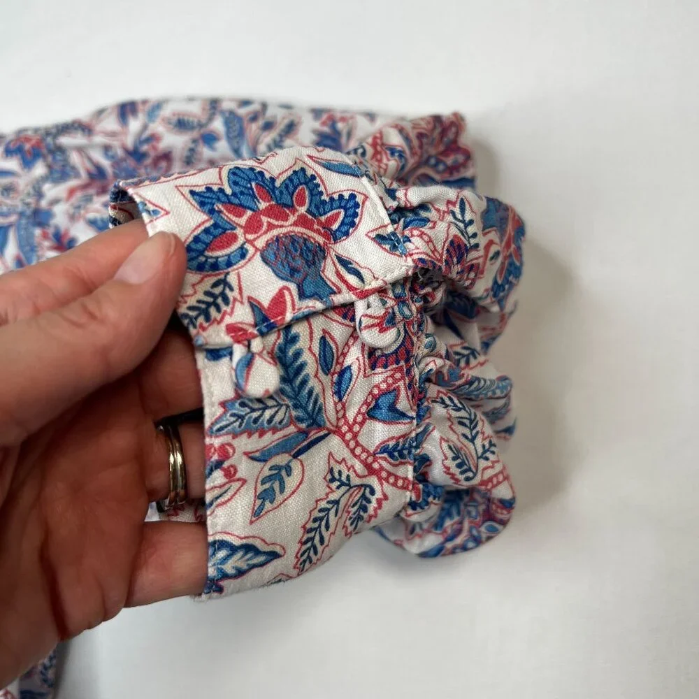 J Mclaughlin Nylee Linen Mini Dress 3/4 sleeve Bloomsbury Floral Print Small